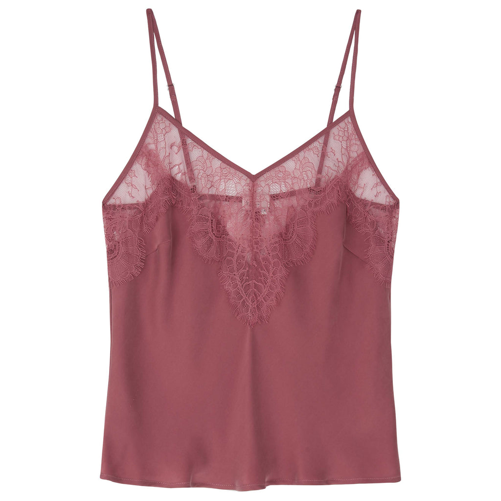 Street chic camisole - Dusk pink - 100% silk and lace